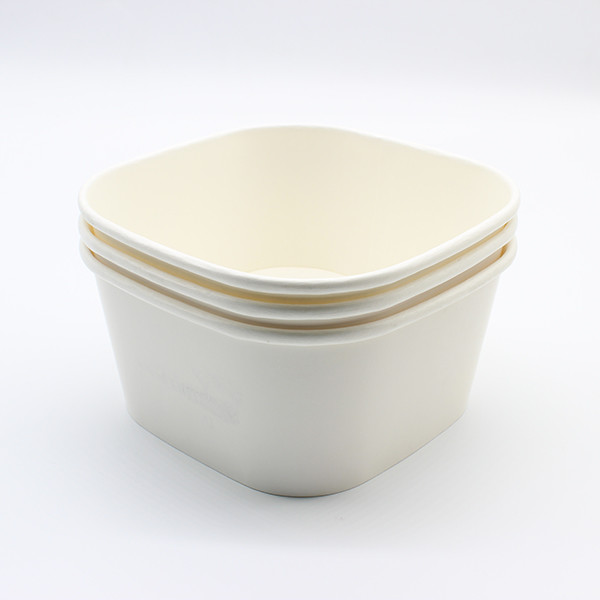 FDA Square Eco Friendly Takeaway ظرف های غذایی سفارشی سازی بسته بندی مواد غذایی فنجان کاغذی مربع 3