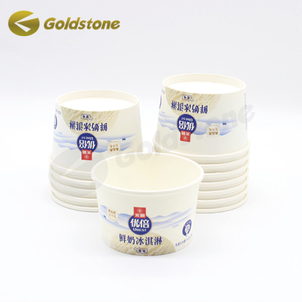 فولیک طلای پایدار فنجان های کاغذی بستنی فنجان های کاغذی بازیافت شده 3.5 اونسی 2